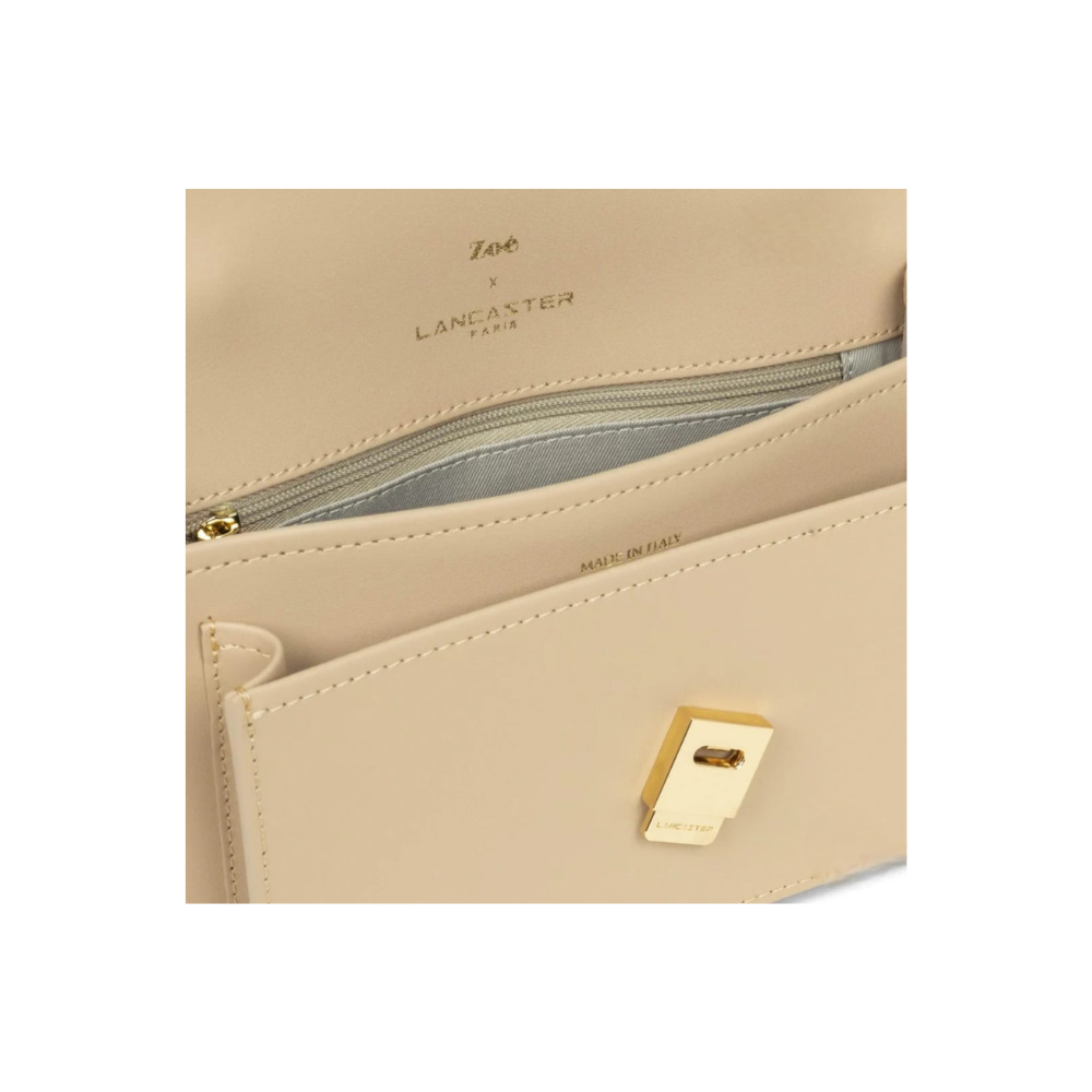 SAC TROTTEUR ZOÉ LANCASTER LISSE BEIGE FONCÉ VUE DE PRÈS SAC TROTTEUR ZOÉ LANCASTER LISSE BEIGE FONCÉ VUE DE PRÈS