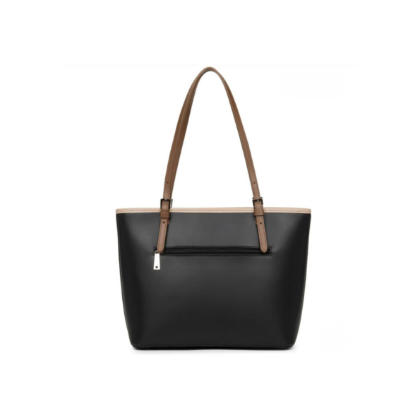 GRAND SAC CABAS ÉPAULE SMOOTH NOIR NUDE VISON VUE DE DOS