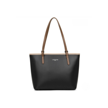 GRAND SAC CABAS ÉPAULE SMOOTH NOIR NUDE VISON VUE DE FACE