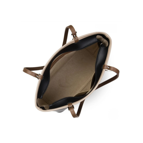GRAND SAC CABAS ÉPAULE SMOOTH NOIR NUDE VISON VUE D'EN HAUT