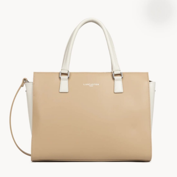 GRAND SAC CABAS MAIN SMOOTH LANCASTER 437-04 BEIGE ÉCRU VUE DE FACE
