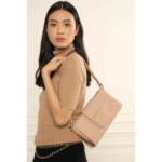 480-055 SAC BAGUETTE PARIS PAD LANCASTER BEIGE FONCÉ VUE DE FACE