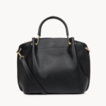 GRAND SAC À MAIN FOULONNÉ DOUBLE LANCASTER 470-19 NOIR IN NUDE VUE DE FACE