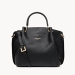 GRAND SAC À MAIN FOULONNÉ DOUBLE LANCASTER 470-19 NOIR IN NUDE VUE DE FACE