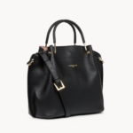GRAND SAC À MAIN FOULONNÉ DOUBLE LANCASTER 470-19 NOIR IN NUDE VUE DE FACE