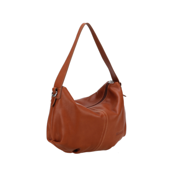 MOCCA SAC ÉPAULE BELLA CUIR M176-02 COGNAC VUE LATÉRALE