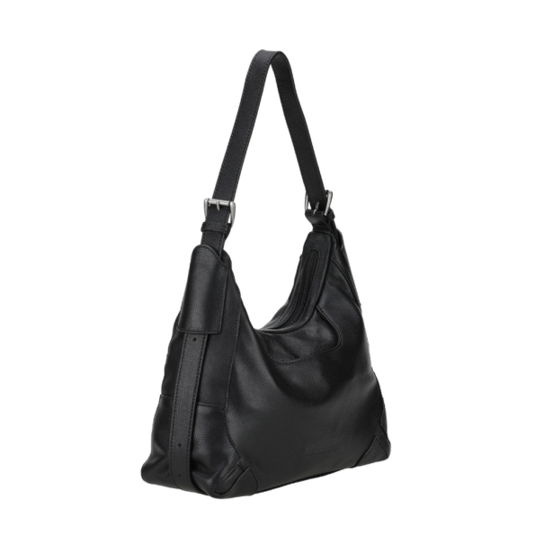 MOCCA SAC ÉPAULE CUIR M172-03 NOIR VUE LATÉRALE