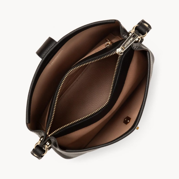 SAC BANDOULIERE TOP DOUBLE LANCASTER 470-62 NOIR IN NUDE VUE INTÉRIEURE