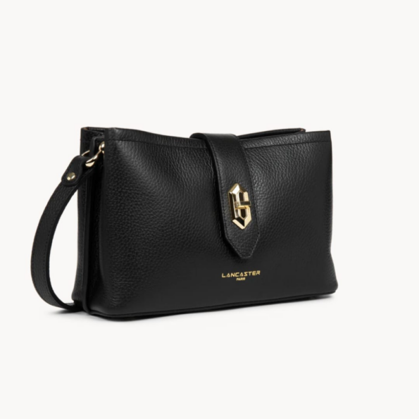 SAC BANDOULIERE TOP DOUBLE LANCASTER 470-62 NOIR IN NUDE VUE LATÉRALE