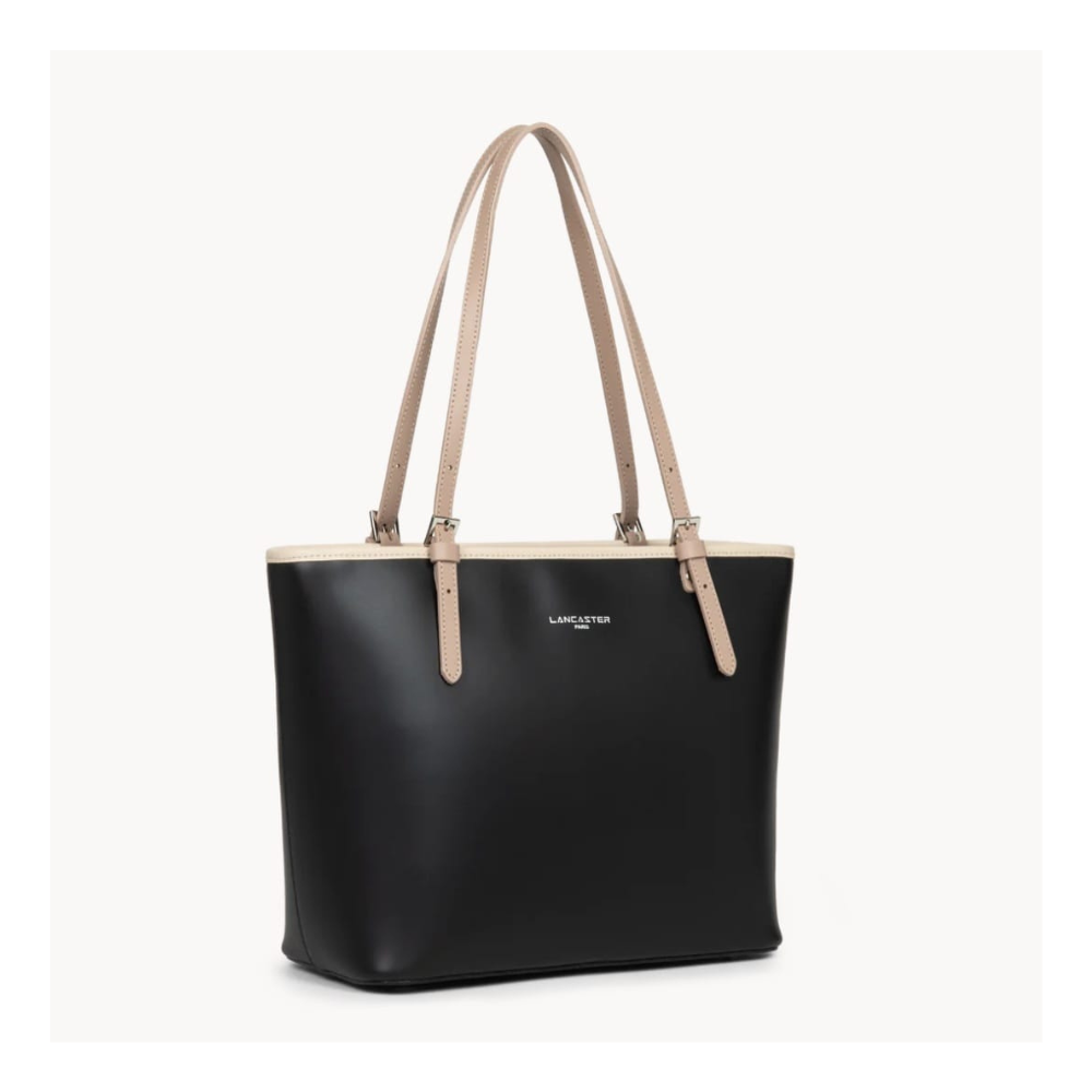 SAC CABAS ÉPAULE SMOOTH 437-07 LANCASTER NOIR NUDE CLAIR NUDE FONCÉ VUE LATÉRALE SAC CABAS ÉPAULE SMOOTH 437-07 LANCASTER NOIR NUDE CLAIR NUDE FONCÉ VUE LATÉRALE