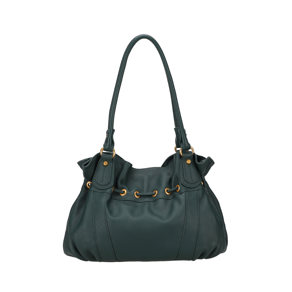 SAC ÉPAULE L CAMILLE CUIR VERT VUE DE DOS SAC ÉPAULE L CAMILLE CUIR VERT VUE DE DOS