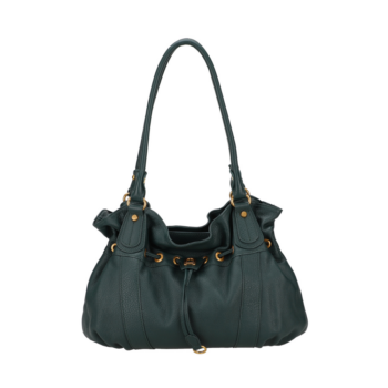 SAC ÉPAULE L CAMILLE CUIR VERT VUE DE FACE