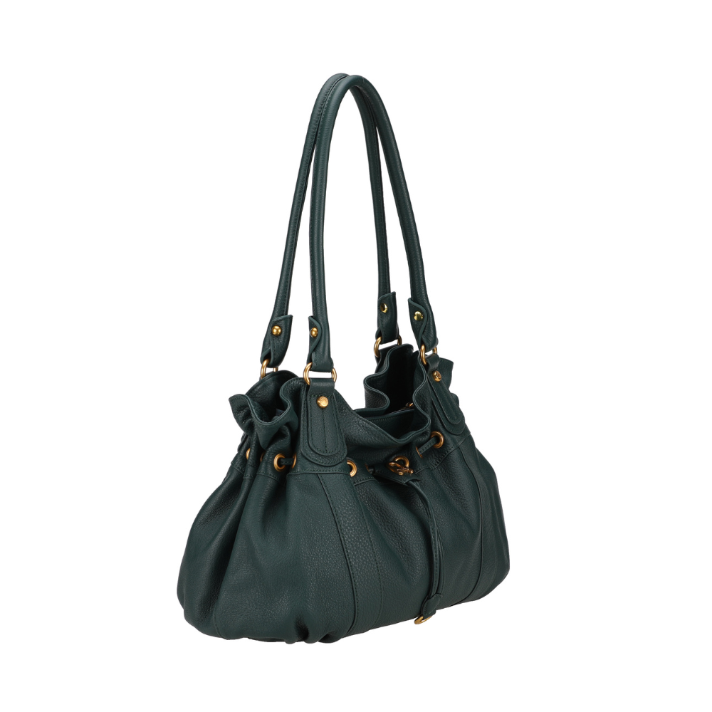 SAC ÉPAULE L CAMILLE CUIR VERT VUE LATÉRALE SAC ÉPAULE L CAMILLE CUIR VERT VUE LATÉRALE