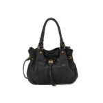 SAC ÉPAULE M CAMILLE CUIR A203-07 NOIR VUE DE FACE