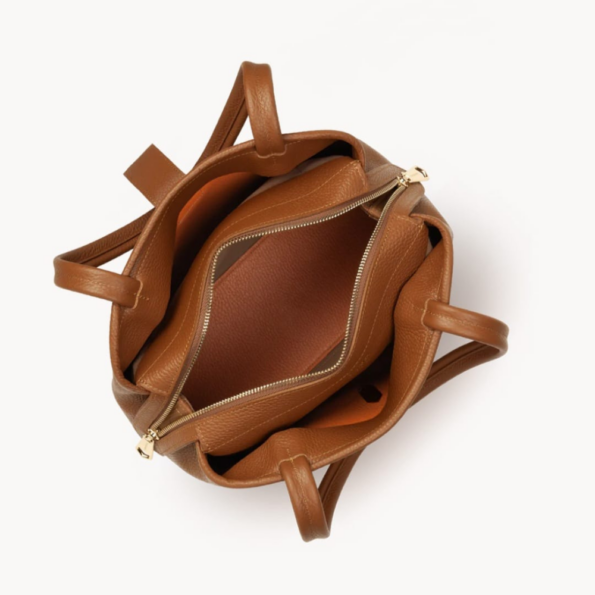 SAC FOURRE-TOUT M TOP DOUBLE LANCASTER 470-68 CAMEL IN ORANGE VUE INTÉRIEURE
