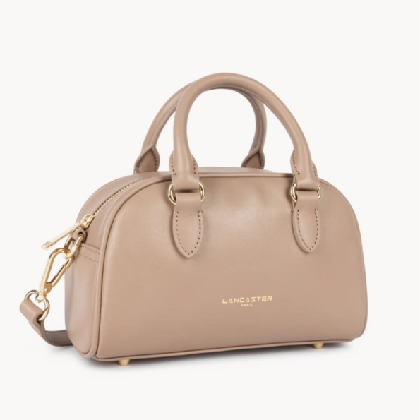 PETIT SAC À MAIN BOWLING DONNA BOW LANCASTER 531-065 BEIGE FONCÉ VUE LATÉRALE