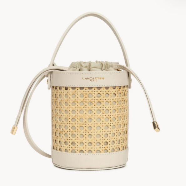 PETIT SAC SEAU CANNAGE ROTIN 480-110 LANCASTER ÉCRU VUE DE FACE