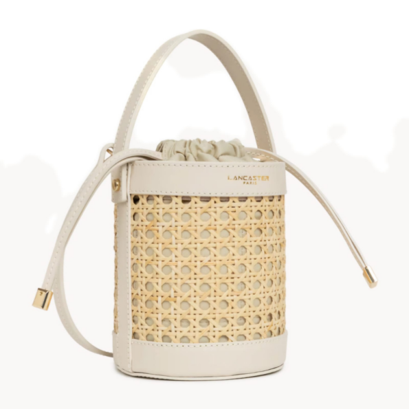 PETIT SAC SEAU CANNAGE ROTIN 480-110 LANCASTER ÉCRU VUE LATÉRALE