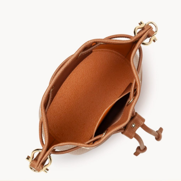 470-80 SAC BOURSE S ALBA DOUBLE LANCASTER CAMEL-IN-ORANGE VUE INTÉRIEURE