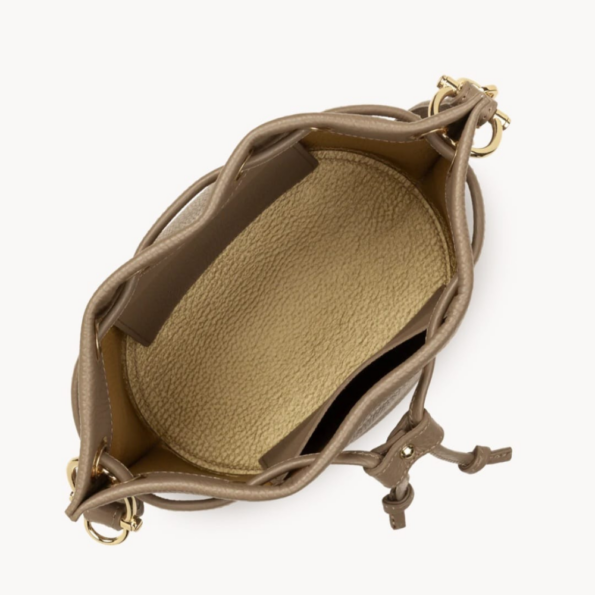PETIT SAC BOURSE ALBA DOUBLE 470-80 LANCASTER TAUPE IN ORANGE VUE INTÉRIEURE