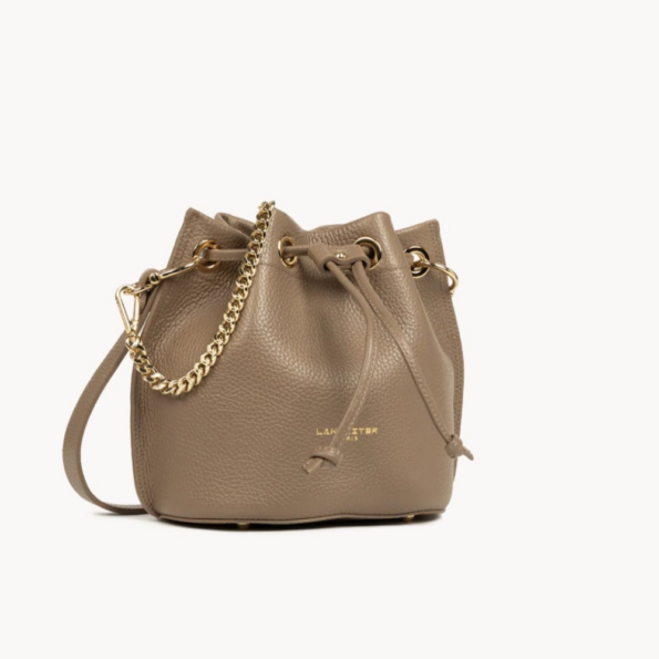PETIT SAC BOURSE ALBA DOUBLE 470-80 LANCASTER TAUPE IN ORANGE VUE LATÉRALE