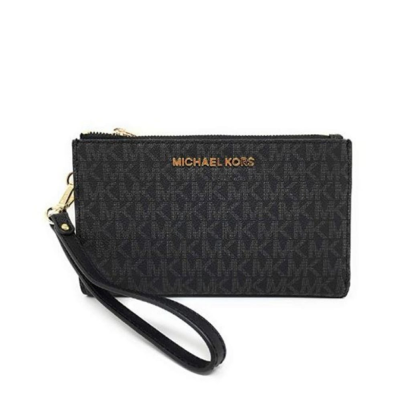 POCHETTE JET SET TRAVEL WALLET DOUBLE ZIP MICHAEL KORS 35F8GTVW0B BLACK VUE DE FACE