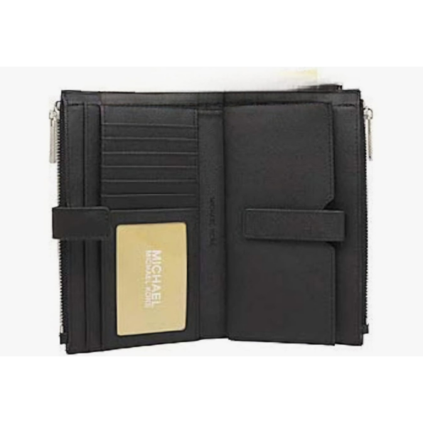 POCHETTE JET SET TRAVEL WALLET DOUBLE ZIP MICHAEL KORS 35F8GTVW0B BLACK VUE INTÉRIEURE