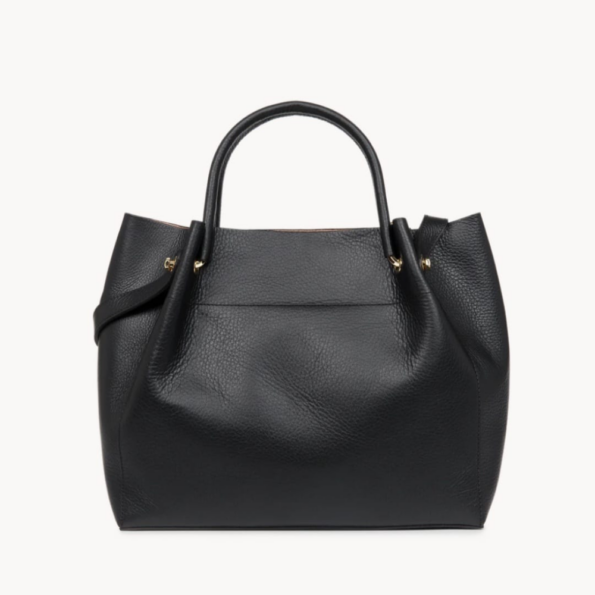 470-20 SAC CABAS FOULONNÉ DOUBLE LANCASTER NOIR IN NUDE VUE DE DOS