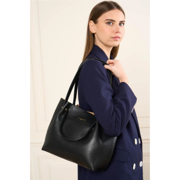 20 SAC CABAS FOULONNÉ DOUBLE LANCASTER NOIR IN NUDE VUE EN SITUATION
