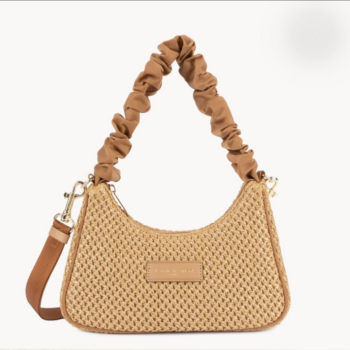518-043 SAC BAGUETTE ZIPPÉ OSIER LANCASTER NATUREL VUE DE FACE