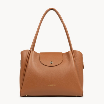 SAC CABAS ÉPAULE IDA DOUBLE CAMEL-IN-ORANGE 470-85 LANCASTER VUE DE FACE