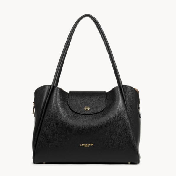 SAC CABAS ÉPAULE IDA DOUBLE NOIR-IN-NUDE 470-85 LANCASTER VUE DE FACE