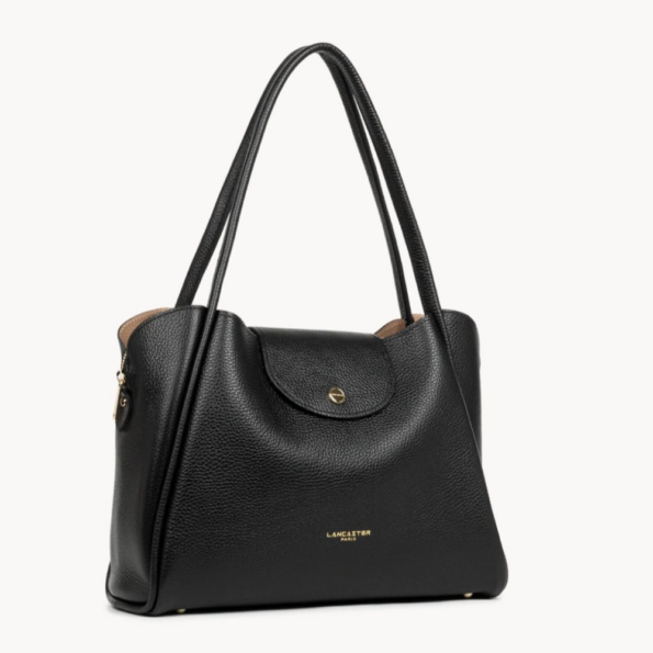 SAC CABAS ÉPAULE IDA DOUBLE NOIR-IN-NUDE 470-85 LANCASTER VUE LATÉRALE