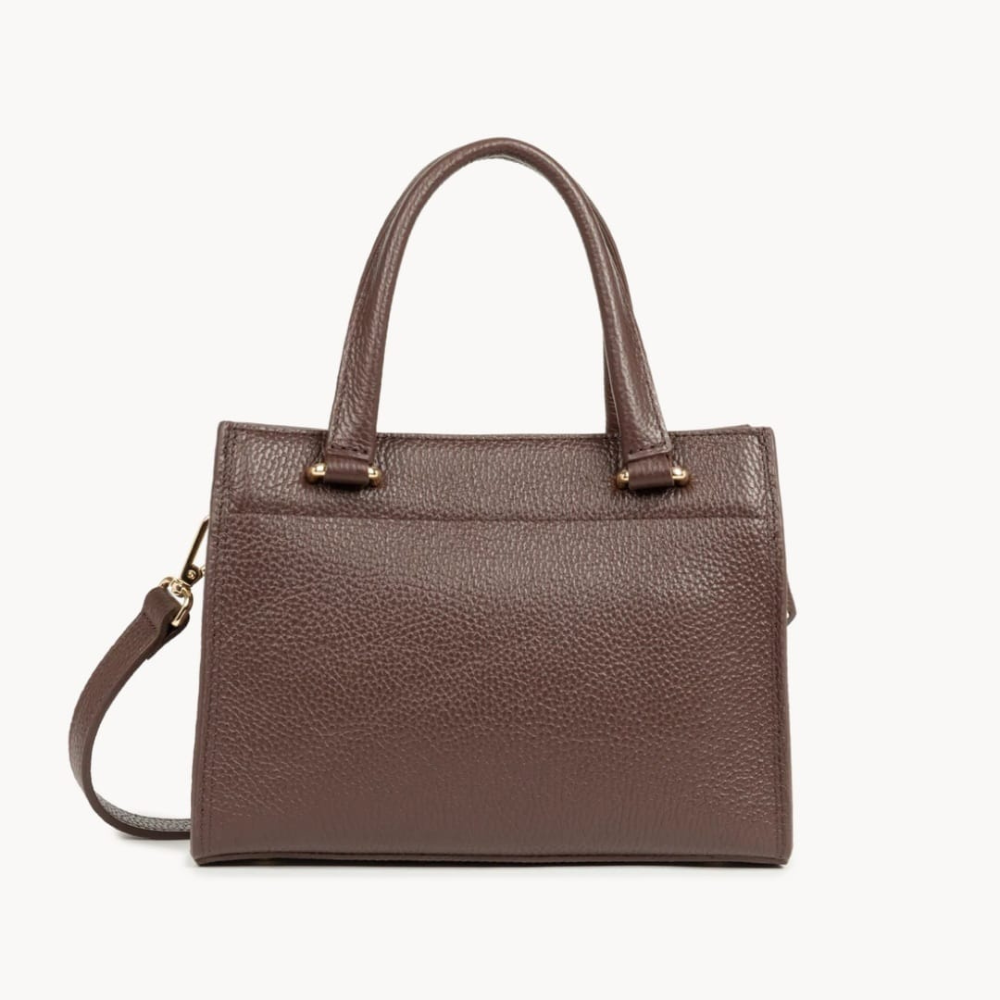 470-73 PETIT SAC À MAIN FOULONNÉ DOUBLE MARRON IN OR PÂLE VUE DE DOS LANCASTER 470-73 PETIT SAC À MAIN FOULONNÉ DOUBLE MARRON IN OR PÂLE VUE DE DOS LANCASTER