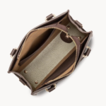 470-73 PETIT SAC À MAIN FOULONNÉ DOUBLE MARRON IN OR PÂLE VUE DE FACE LANCASTER