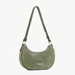 480-081 PETIT SAC BESACE SUEDE KAKI VUE DE FACE LANCASTER