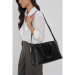 GRAND SAC DEMI-LUNE EXO LANCASTER 524-114 NOIR VUE DE FACE