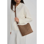 PETIT SAC SEAU SUEDE 480-80 LANCASTER CHÂTAIGNE VUE DE FACE