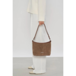 PETIT SAC SEAU SUEDE 480-80 LANCASTER CHÂTAIGNE VUE DE FACE