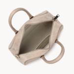 SAC À MAIN BOWLING SUEDE 480-085 LANCASTER BEIGE FONCÉ VUE DE FACE