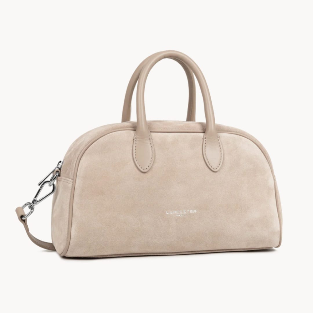 SAC À MAIN BOWLING SUEDE 480-085 LANCASTER BEIGE FONCÉ VUE LATÉRALE SAC À MAIN BOWLING SUEDE 480-085 LANCASTER BEIGE FONCÉ VUE LATÉRALE