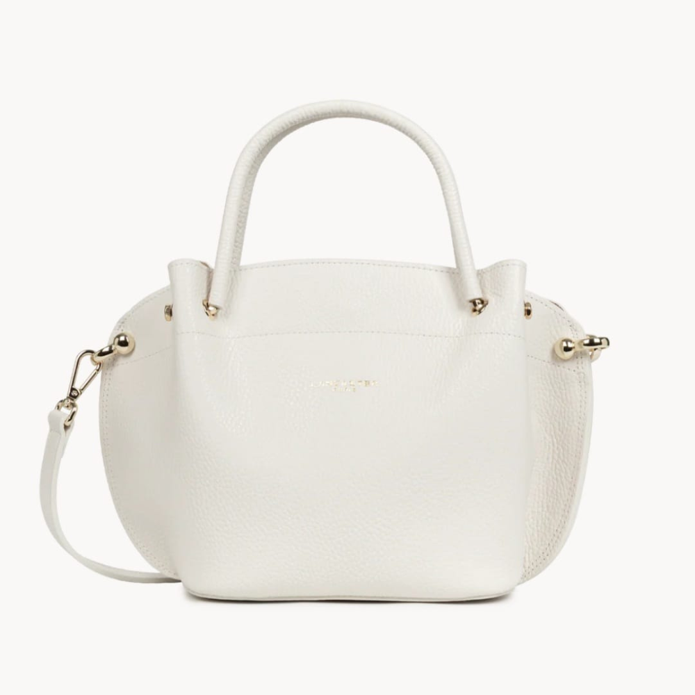Sac à main Foulonné Double Louisa Lancaster 470-18 écru-beige vue de face Sac à main Foulonné Double Louisa Lancaster 470-18 écru-beige vue de face