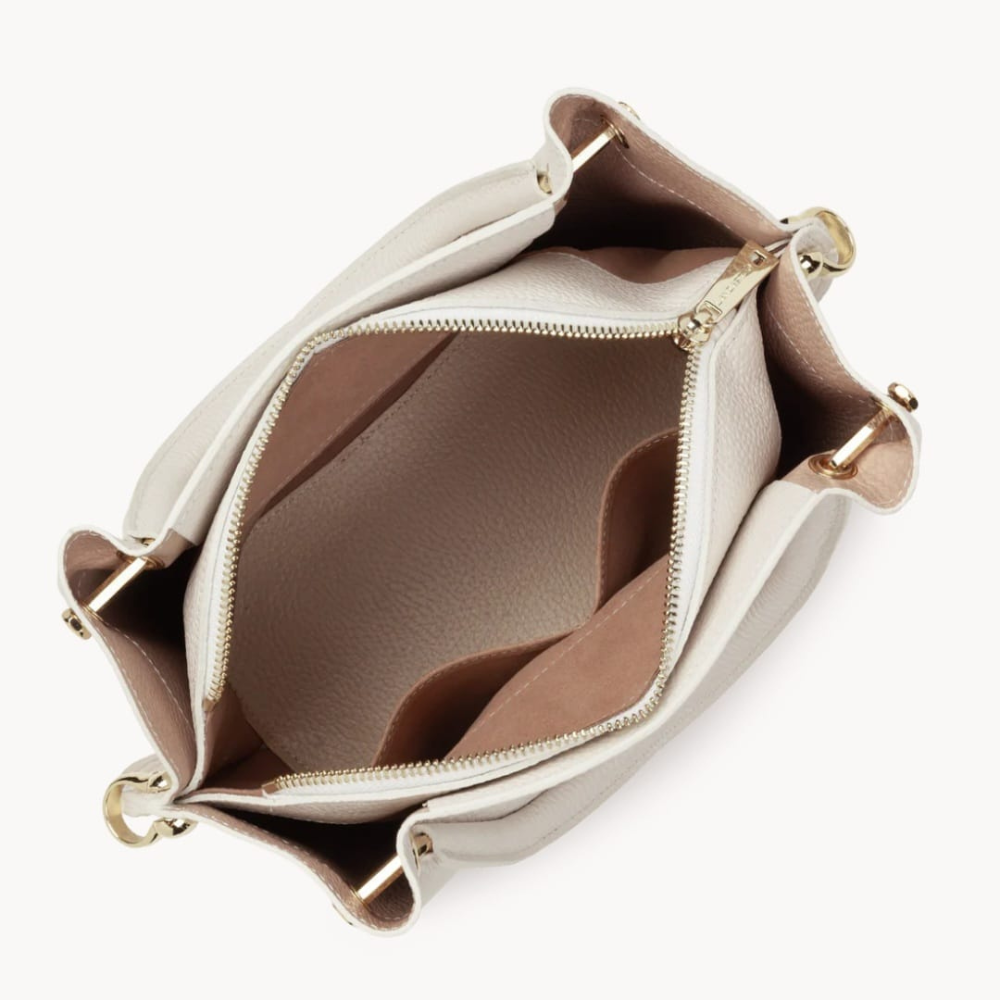 Sac à main Foulonné Double Louisa Lancaster 470-18 écru-beige vue intérieure Sac à main Foulonné Double Louisa Lancaster 470-18 écru-beige vue intérieure