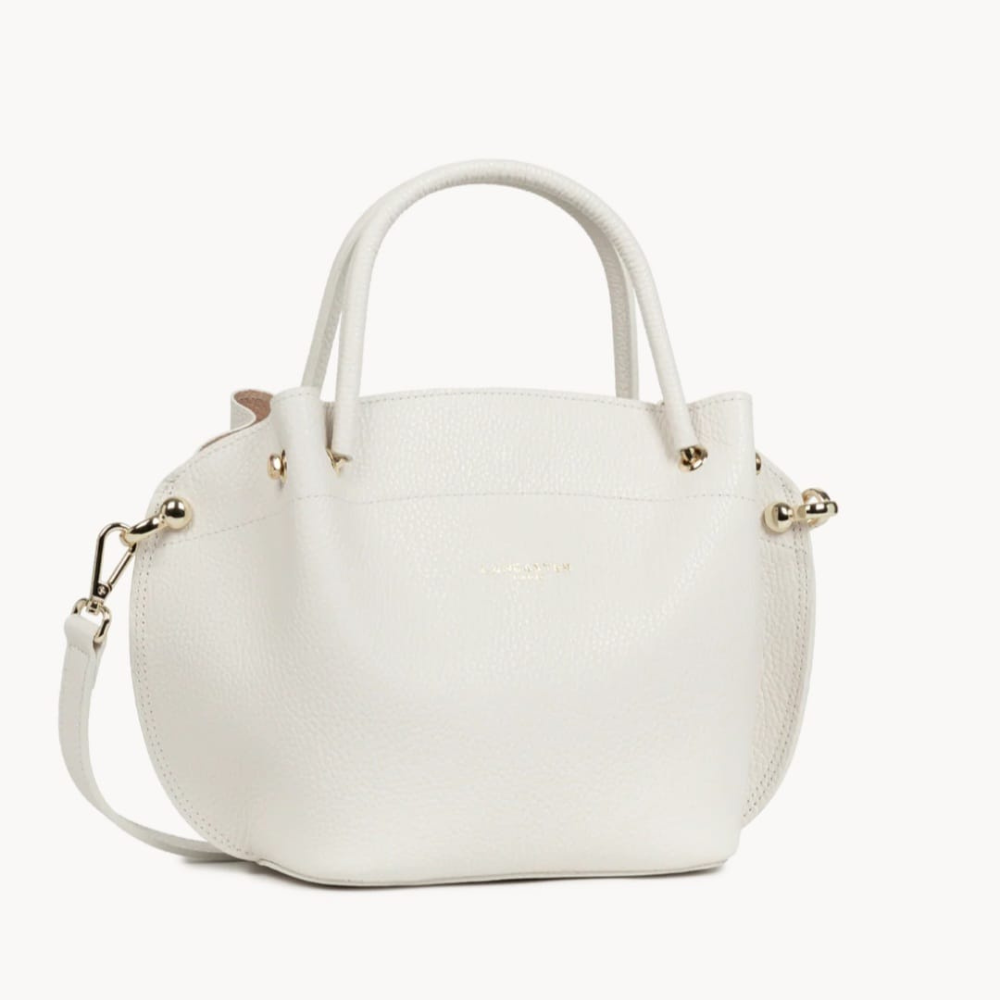Sac à main Foulonné Double Louisa Lancaster 470-18 écru-beige vue latérale Sac à main Foulonné Double Louisa Lancaster 470-18 écru-beige vue latérale