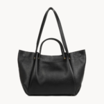 TRÈS GRAND SAC CABAS ÉPAULE FOULONNÉ DOUBLE LOUISA 470-90 NOIR-IN NUDE LANCASTER VUE DE FACE