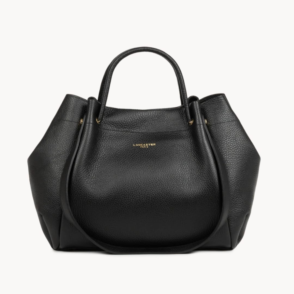 TRÈS GRAND SAC CABAS ÉPAULE FOULONNÉ DOUBLE LOUISA 470-90 NOIR-IN NUDE LANCASTER VUE DE FACE 2 TRÈS GRAND SAC CABAS ÉPAULE FOULONNÉ DOUBLE LOUISA 470-90 NOIR-IN NUDE LANCASTER VUE DE FACE 2