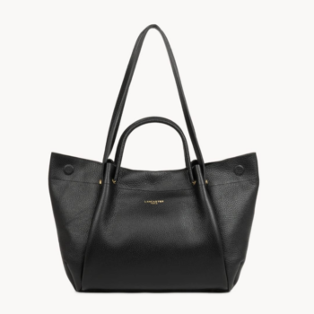 TRÈS GRAND SAC CABAS ÉPAULE FOULONNÉ DOUBLE LOUISA 470-90 NOIR-IN NUDE LANCASTER VUE DE FACE