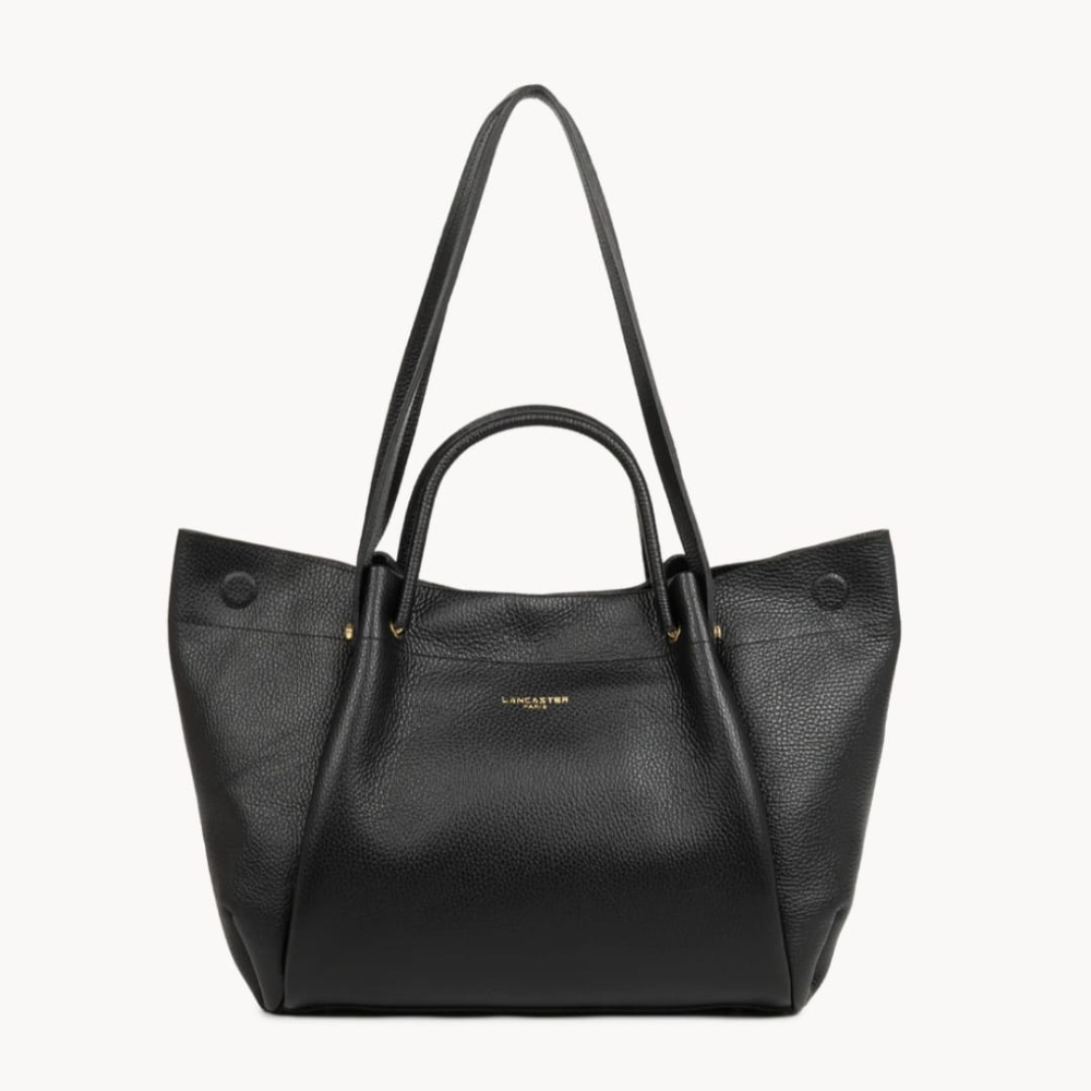 TRÈS GRAND SAC CABAS ÉPAULE FOULONNÉ DOUBLE LOUISA 470-90 NOIR-IN NUDE LANCASTER VUE DE FACE TRÈS GRAND SAC CABAS ÉPAULE FOULONNÉ DOUBLE LOUISA 470-90 NOIR-IN NUDE LANCASTER VUE DE FACE