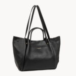 TRÈS GRAND SAC CABAS ÉPAULE FOULONNÉ DOUBLE LOUISA 470-90 NOIR-IN NUDE LANCASTER VUE DE FACE